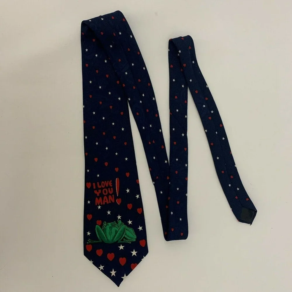 Budweiser Anheuser Busch Men's Tie‎ Frog Blue I Love You Man! Hearts Stars 1996